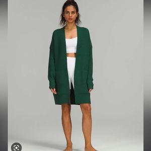 Lululemon 100% Merino wool heathered Everglade green cardigan